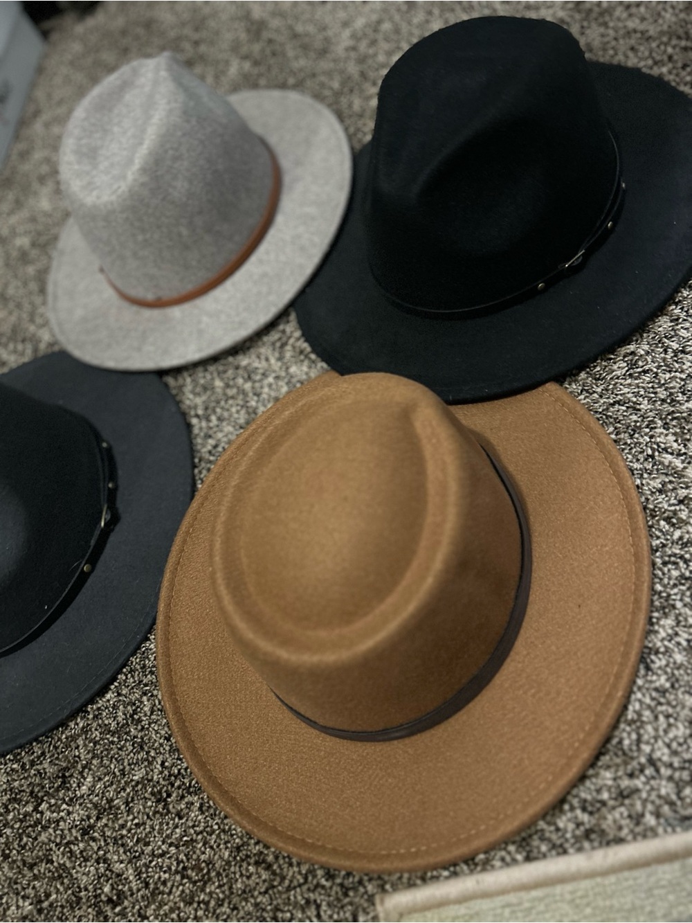 4 Wide Brim Wool Fedora Hat - Camel, Black, Gray and Beige NWOT!